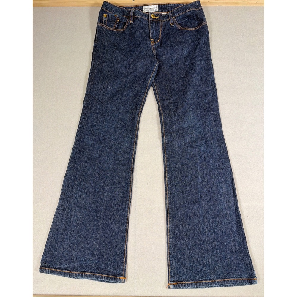 Phat Fashions Silver Label Flare Leg Jeans‎ Dark Wash Cat Logo Size 15 Y2K 0538